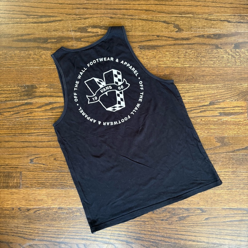 Vans Mens Graphic Tank Top Black and White Small